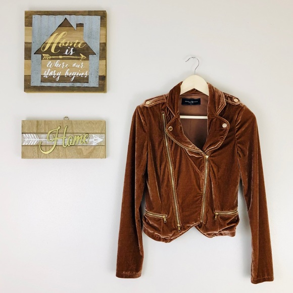 AKIRA Jackets & Blazers - Akira Chicago Bronze Velvet Moto Jacket